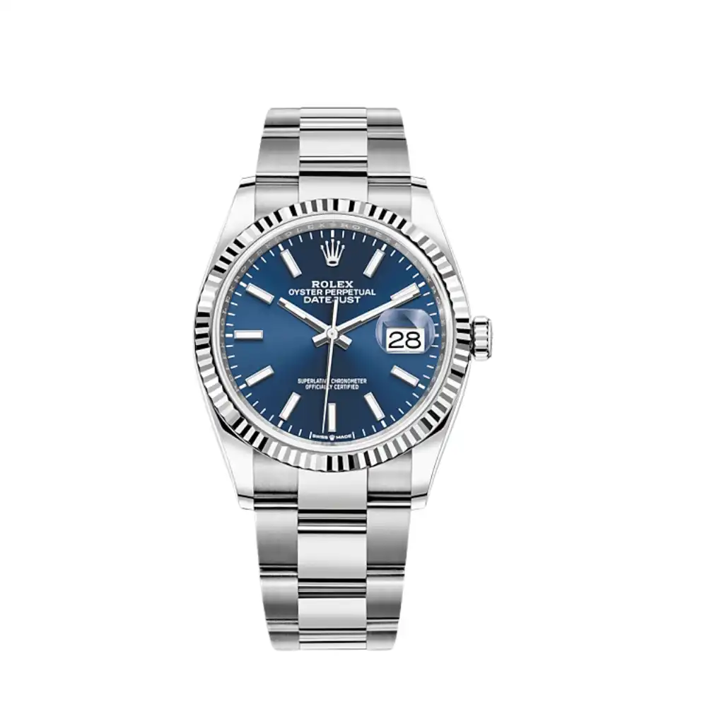 Rolex Datejust Replica 126234 White Gold Stainless Steel Blue Dial Oyster