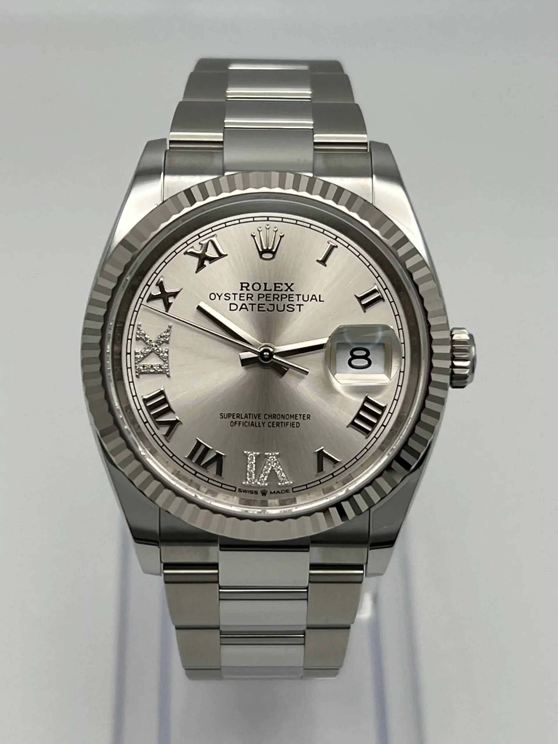 Rolex Datejust Replica 126234 White Gold Stainless Steel Silver Dial Oyster - Image 3
