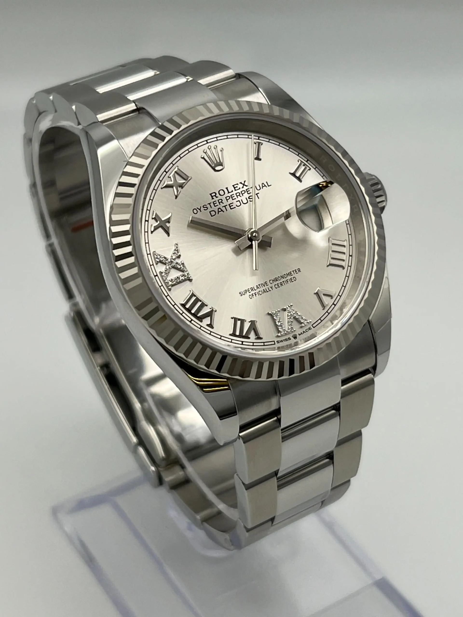 Rolex Datejust Replica 126234 White Gold Stainless Steel Silver Dial Oyster - Image 4
