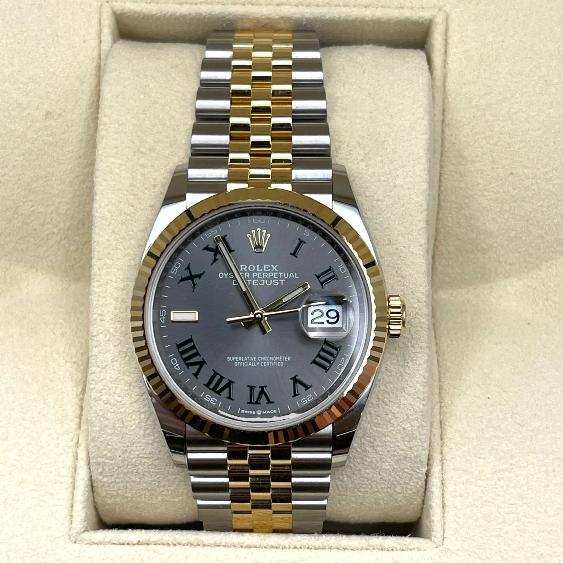 Rolex Datejust Replica 126233 ‘Wimbledon’ Stainless Steel Yellow Gold Slate Dial Jubilee - Image 2