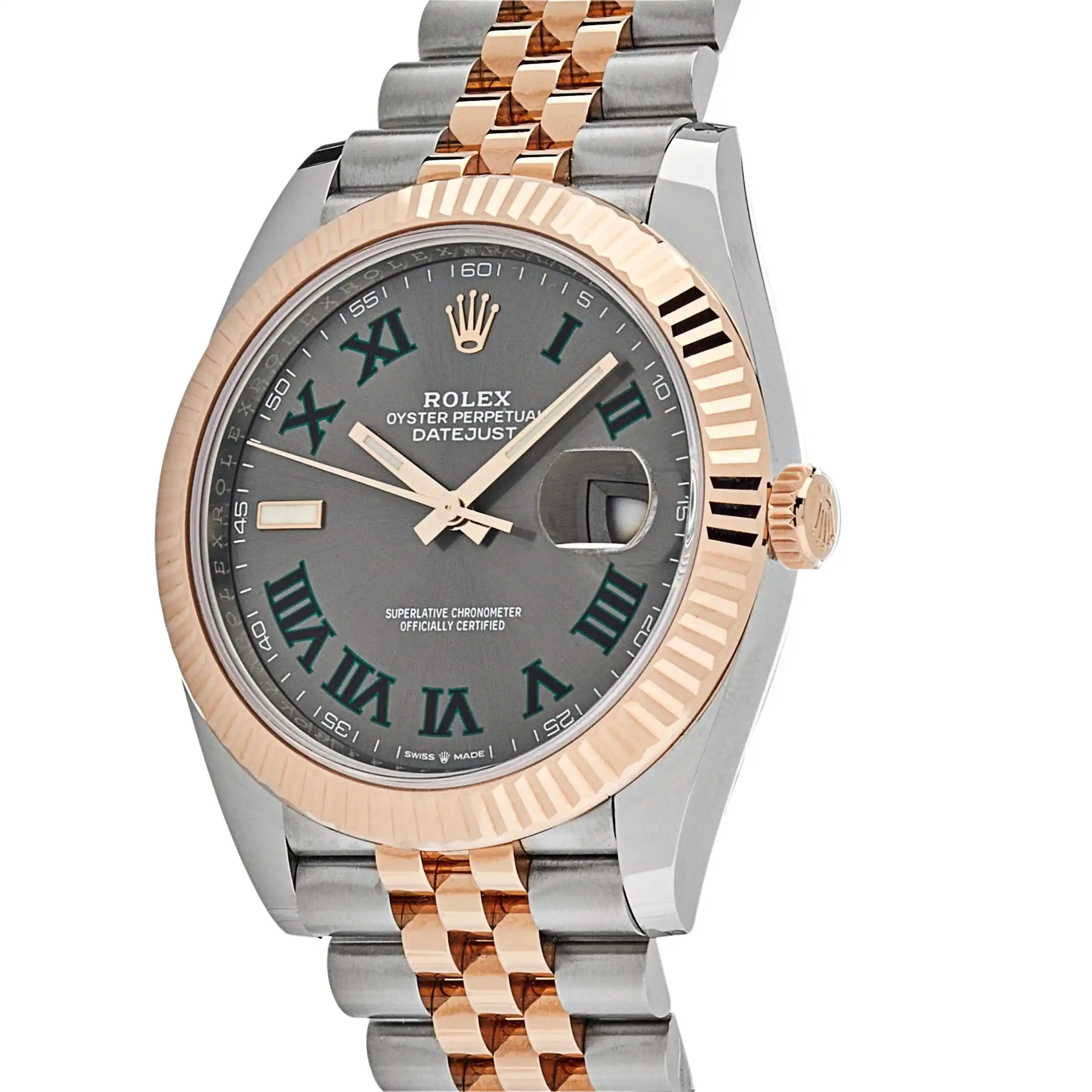 Rolex Datejust Replica 126331 Rose Gold Stainless Steel Wimbledon Dial Jubilee - Image 2