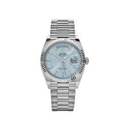 Replica Rolex Day-Date 128236 Platinum Ice Blue Baguette Dial
