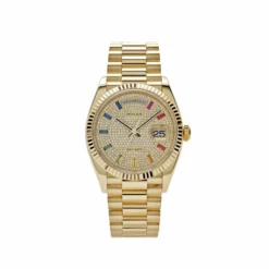 Replica Rolex Day-Date 128238 Yellow Gold Diamond-Paved Rainbow Dial