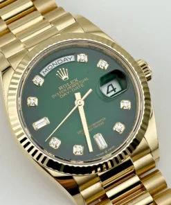 Alternative view of Replica Rolex Day-Date 128238 Yellow Gold Green Diamond Dial