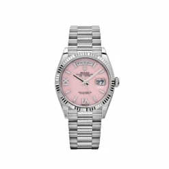 Replica Rolex Day-Date 128239 White Gold Pink Opal Diamond Roman Numerals Dial