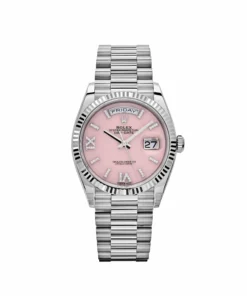 Replica Rolex Day-Date 128239 White Gold Pink Opal Diamond Roman Numerals Dial