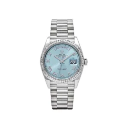 Replica Rolex Day-Date 128396TBR Platinum Ice Blue Dial Diamond Bezel