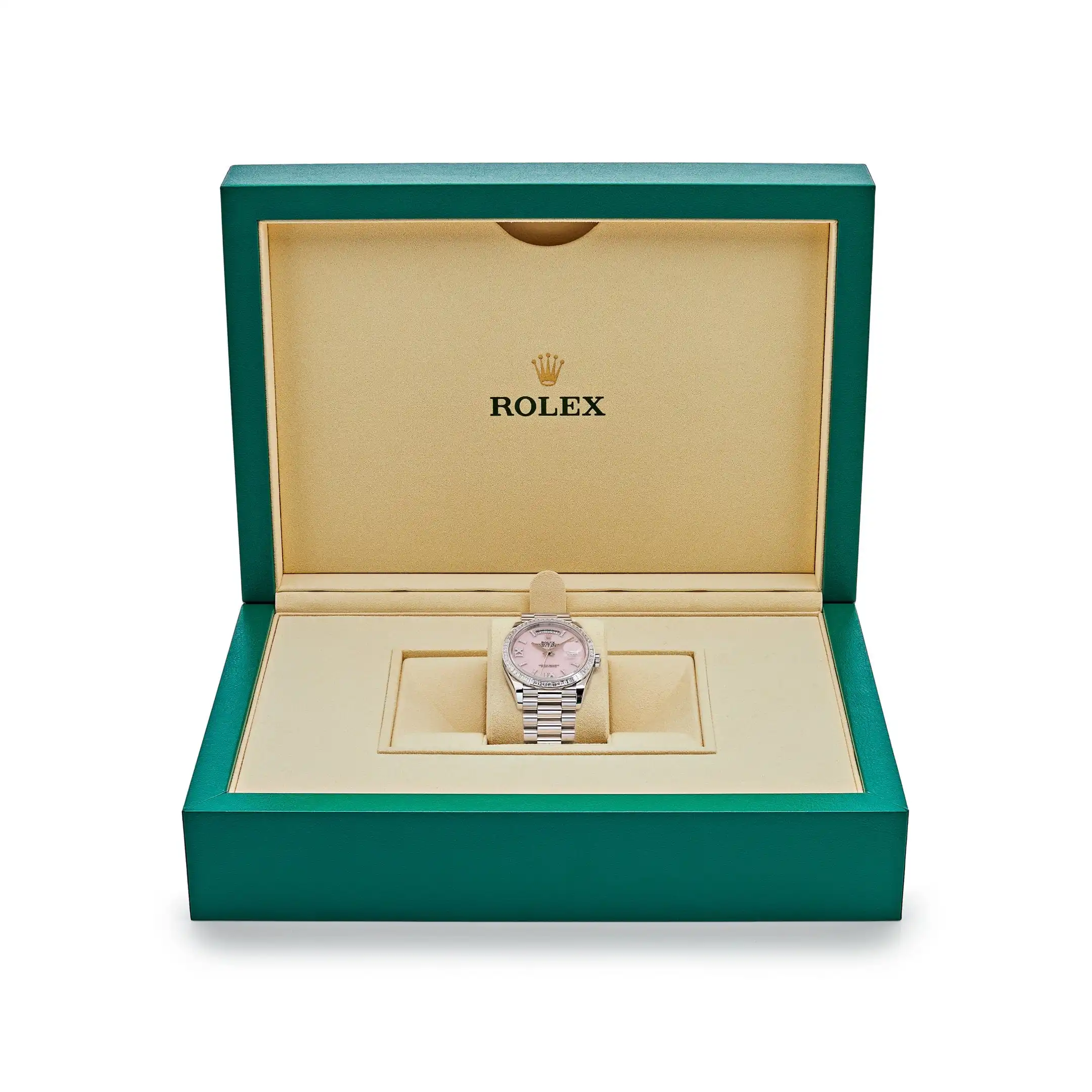 Replica Rolex Day-Date 128396TBR Platinum Pink Opal Diamond Dial and Bezel - Image 8