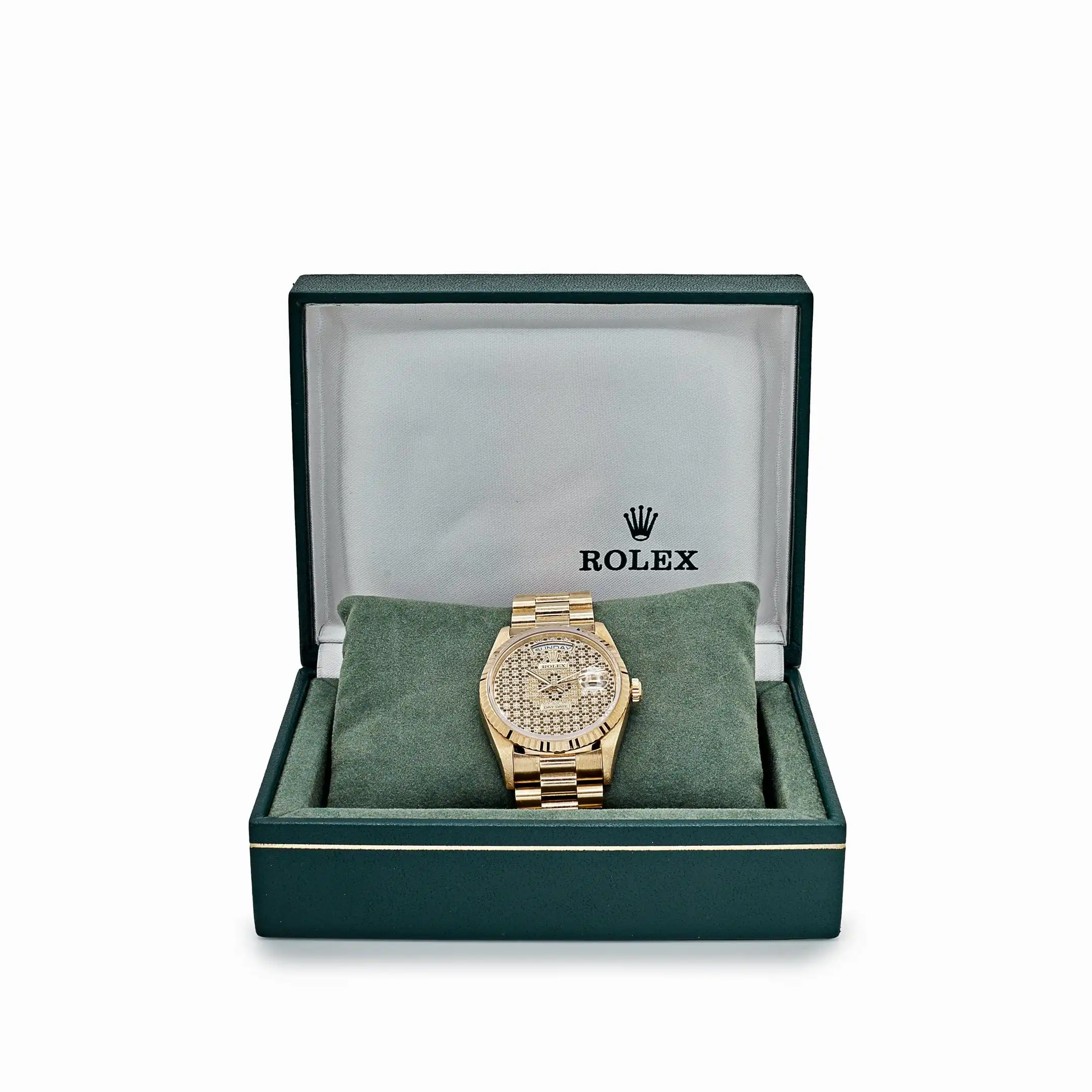 Replica Rolex Day-Date 18238 Yellow Gold Skeleton Pave Diamond Dial - Image 7