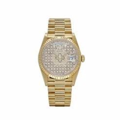 Replica Rolex Day-Date 18238 Yellow Gold Skeleton Pave Diamond Dial