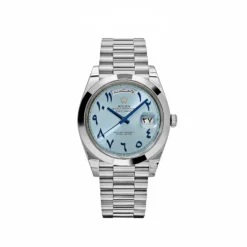 Replica Rolex Day-Date 228206  Platinum Ice Blue Arabic Dial Smooth Dial