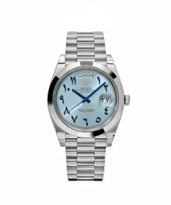 Replica Rolex Day-Date 228206  Platinum Ice Blue Arabic Dial Smooth Dial
