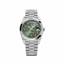 Replica Rolex Day-Date 228206 Platinum  Olive Green Arabic Dial