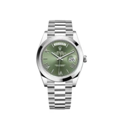 Replica Rolex Day-Date 228206 Platinum President Olive Green Dial