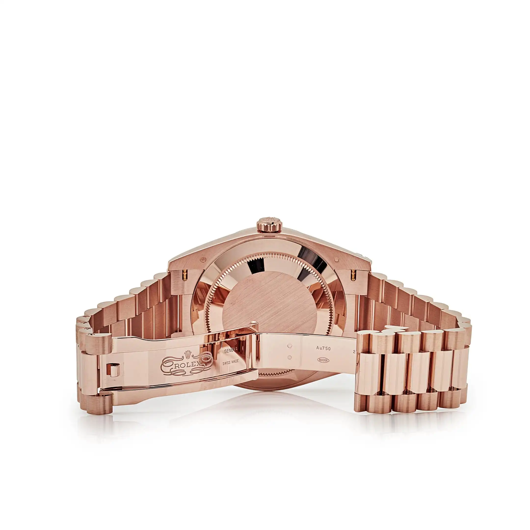 Replica Rolex Day-Date 228235 Rose Gold Chocolate Baguette Diamond Dial - Image 6