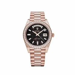 Replica Rolex Day-Date 228345RBR Rose Gold Eisenkiesel Dial Diamond Bezel