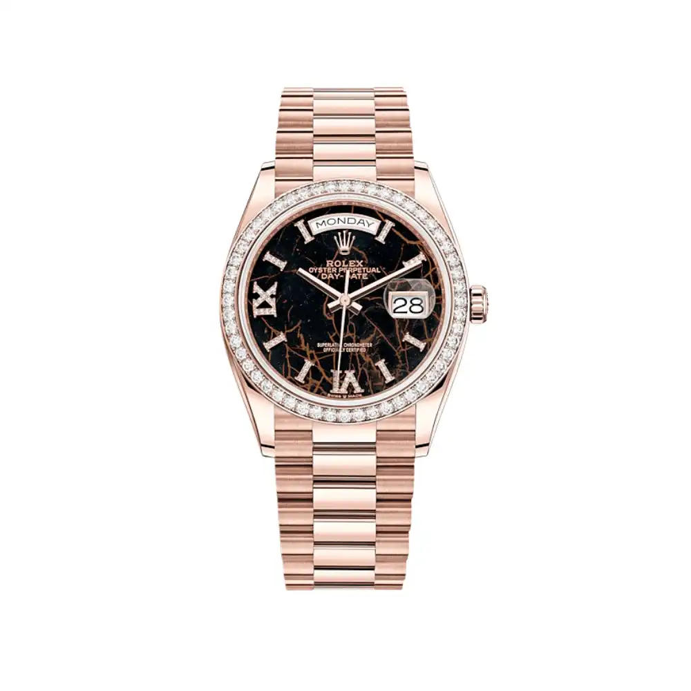 Replica Rolex Day-Date 128345RBR Rose Gold Eisenkiesel Diamond Dial