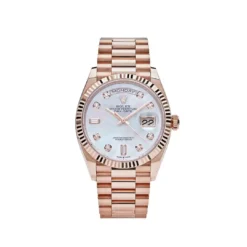 Replica Rolex Day-Date 128235 Rose Gold Mother of Pearl Diamond Dial