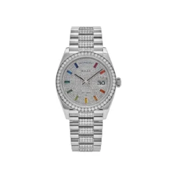 Replica Rolex Day-Date 128349RBR White Gold Diamond Bezel Diamond-Paved Set