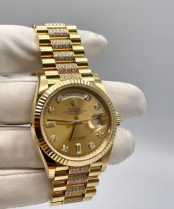 Alternative view of Replica Rolex Day-Date 128238 Yellow Gold Champagne Diamond Dial