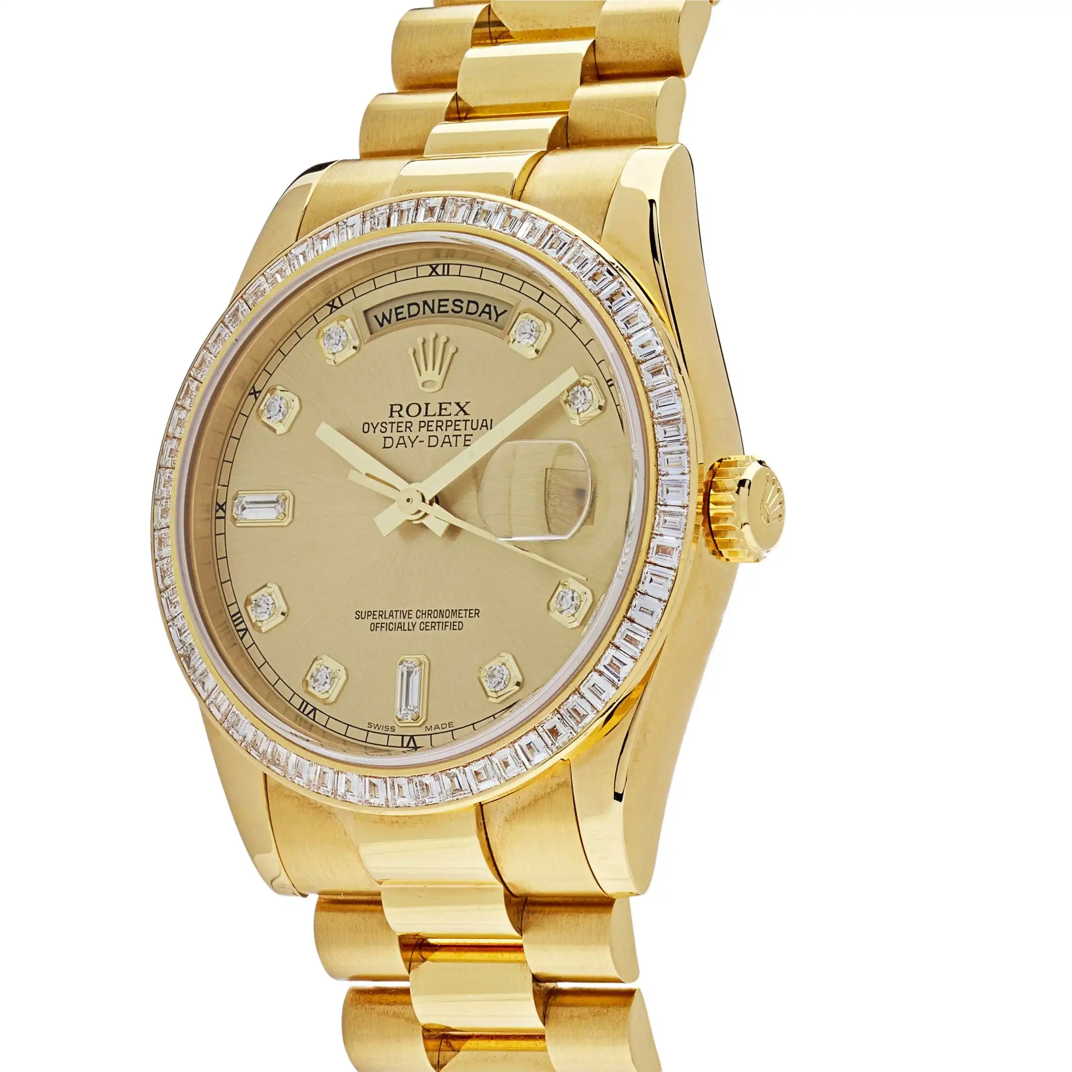 Replica Rolex Day-Date 118398BR Yellow Gold Diamond Bezel Champagne Diamond Dial - Image 2