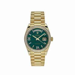Replica Rolex Day-Date 128348RBR Yellow Gold Green Malachite Dial Diamond Beze