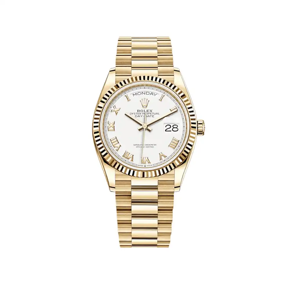 Replica Rolex Day-Date 128238 Yellow Gold White Dial
