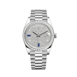 Replica Rolex Day-Date 228396TBR Platinum Diamond Bezel Diamond-Paved Sapphire Dial