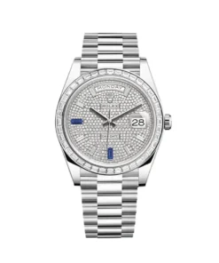 Replica Rolex Day-Date 228396TBR Platinum Diamond Bezel Diamond-Paved Sapphire Dial