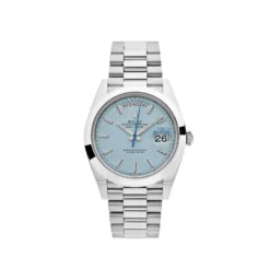 Replica Rolex Day-Date 228206 Platinum Ice Blue Diagonal Motif Dial