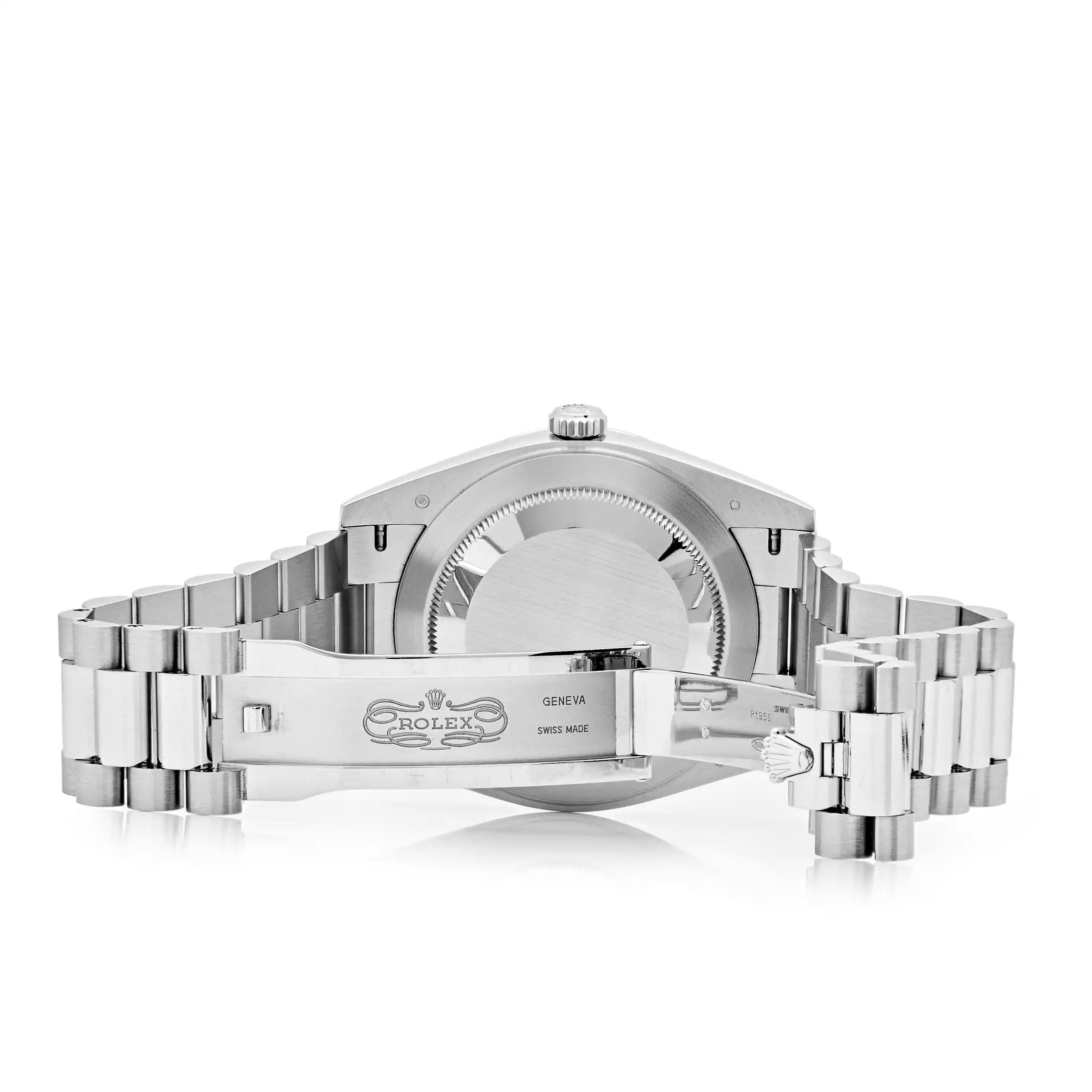 Replica Rolex Day-Date 228206 Platinum Ice Blue Diagonal Motif Dial - Image 6