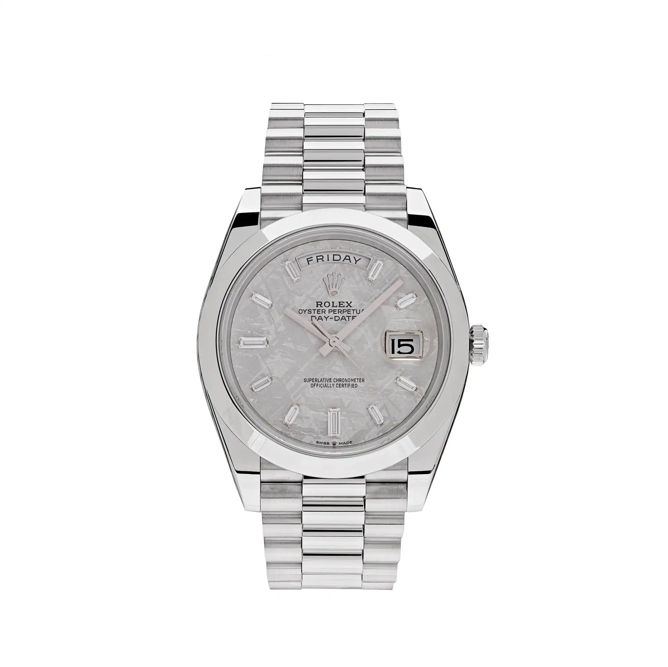 Replica Rolex Day-Date 228206 Platinum Meteorite Diamond Dial
