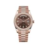 Replica Rolex Day-Date 228345RBR Rose Gold Diamond Bezel Chocolate Dial
