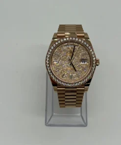 Alternative view of Replica Rolex Day-Date 228345RBR Rose Gold Diamond Bezel Diamond-Paved Dial