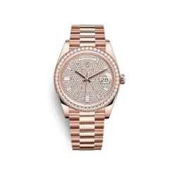 Replica Rolex Day-Date 228345RBR Rose Gold Diamond Bezel Diamond-Paved Dial