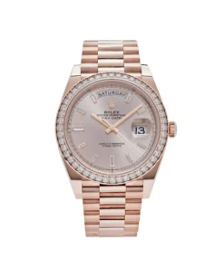 Replica Rolex Day-Date 228345RBR Rose Gold Diamond Bezel Sundust Diamond Dial