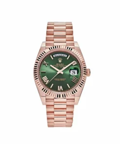 Replica Rolex Day-Date 228235 Rose Gold Olive Green Dial