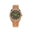 Replica Rolex Day-Date 228345RBR Rose Gold Olive Green Dial Diamond Bezel