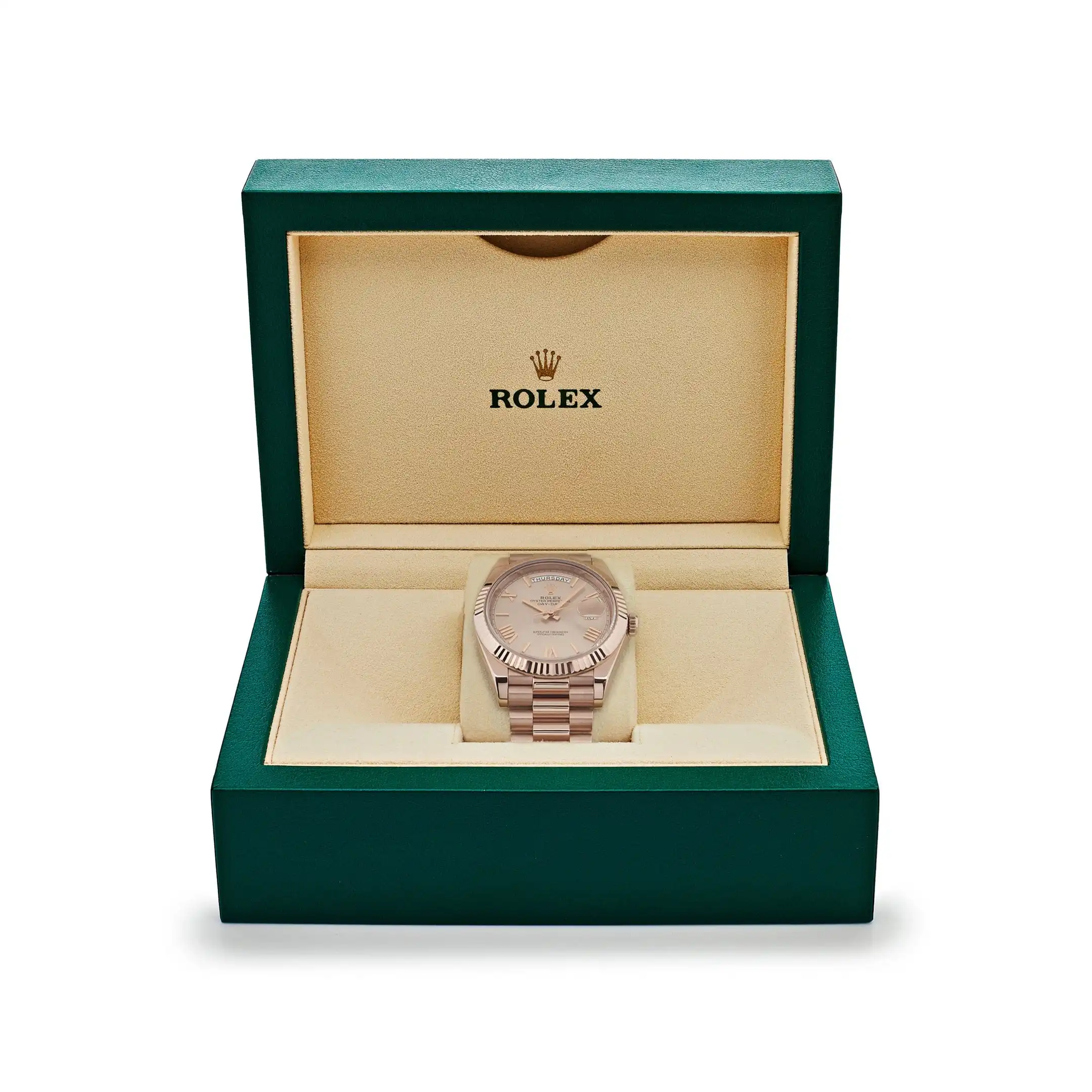 Replica Rolex Day-Date 228235 Rose Gold Sundust Roman Dial - Image 7