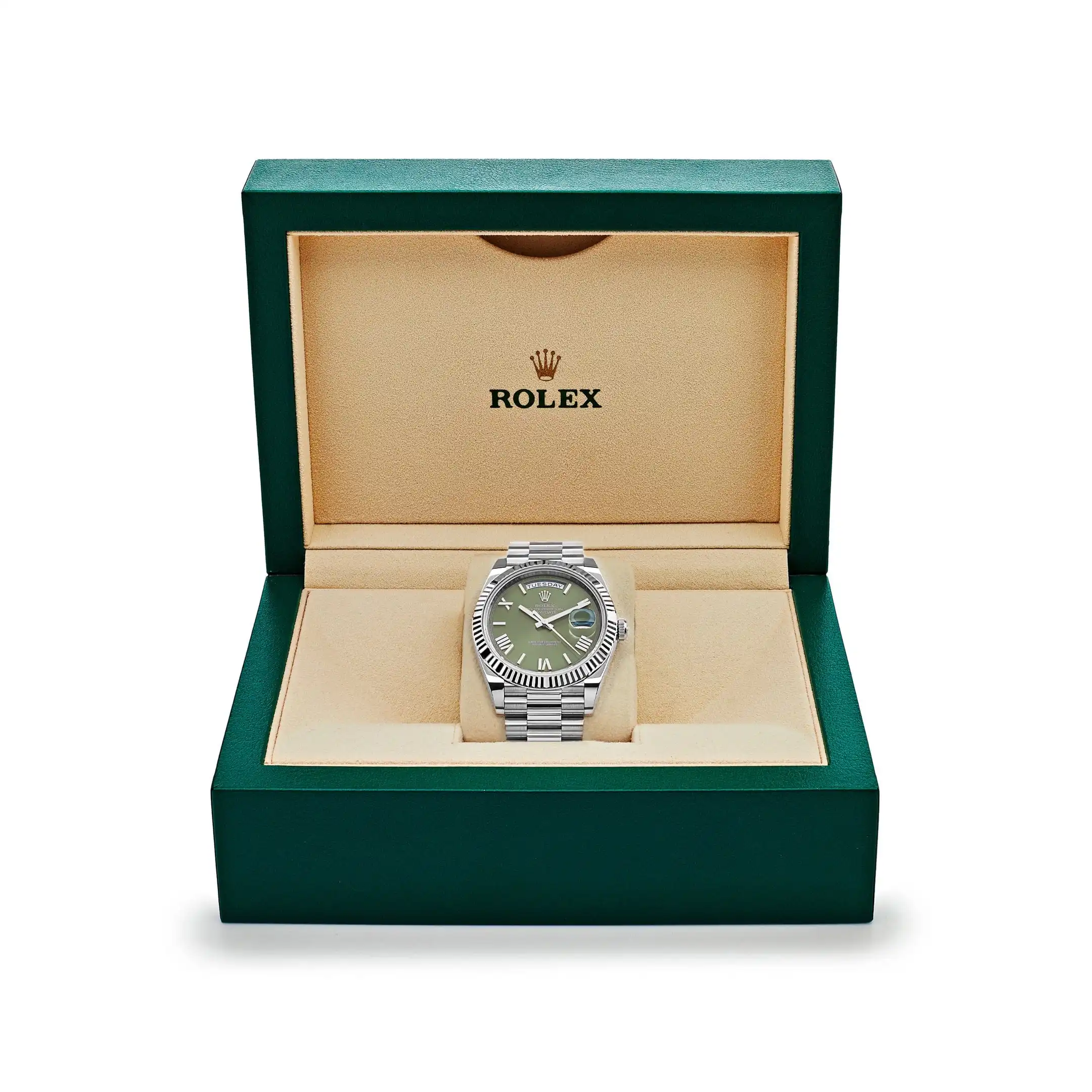 Replica Rolex Day-Date 228239 White Gold Olive Dial - Image 7