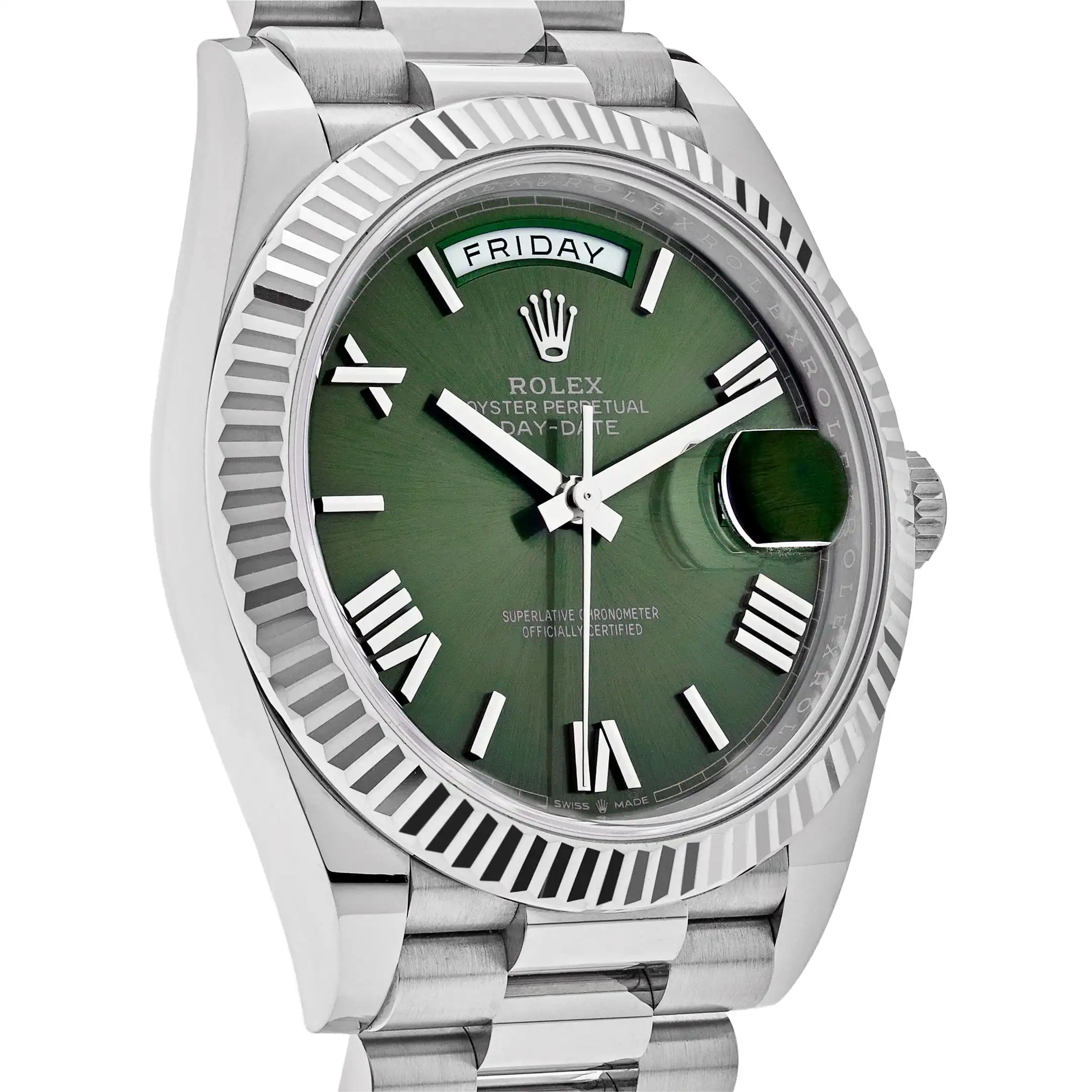 Replica Rolex Day-Date 228239 White Gold Olive Dial - Image 4