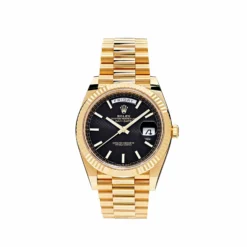 Replica Rolex Day-Date 228238 Yellow Gold Black Diagonal Motif Dial