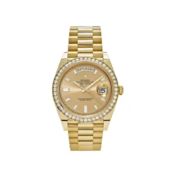 Replica Rolex Day-Date 228348RBR Yellow Gold Diamond Bezel Champagne Diamond Dial