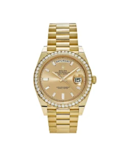 Replica Rolex Day-Date 228348RBR Yellow Gold Diamond Bezel Champagne Diamond Dial