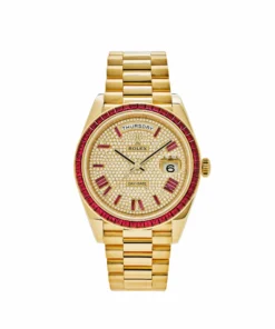 Replica Rolex Day-Date 228398TRU Yellow Gold Roman Dial Ruby Bezel