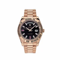 Replica Rolex Day-Date 218235 Rose Gold Black Ruby Dial