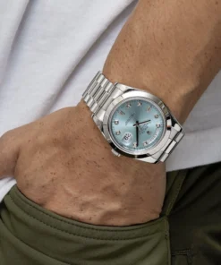 Alternative view of Replica Rolex Day-Date II 218206 Platinum Blue Diamond Dial
