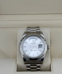 Alternative view of Replica Rolex Day-Date II 218239 White Gold Silver Dial