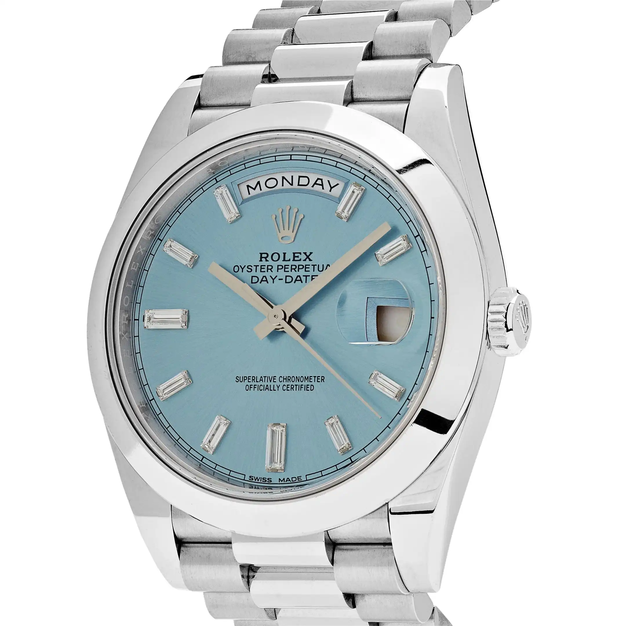 Replica Rolex Day-Date 228206 Platinum Ice Blue Diamond Dial - Image 2
