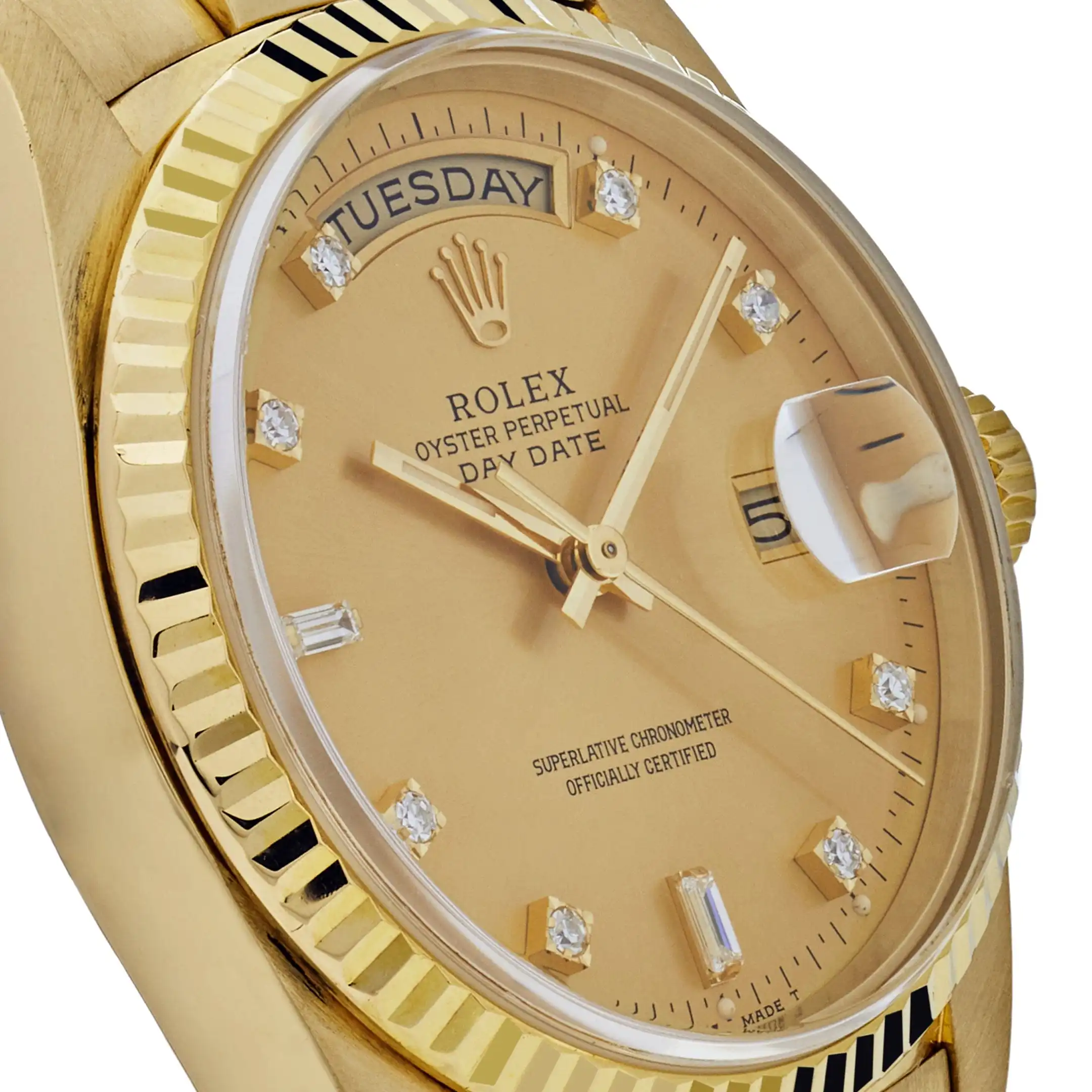 Replica Rolex Day-Date 18238 Presidential Yellow Gold Champagne Diamond Dial - Image 4